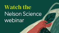 Green background with text: Watch the Nelson Science Webinar